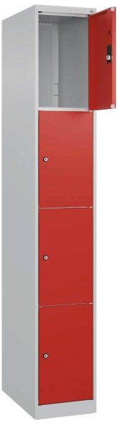 CP Schließfachschrank Classic Plus lichtgrau, verkehrsrot 080000-104 S10002, 4 Schließfächer 30,0 x 50,0 x 185,0 cm