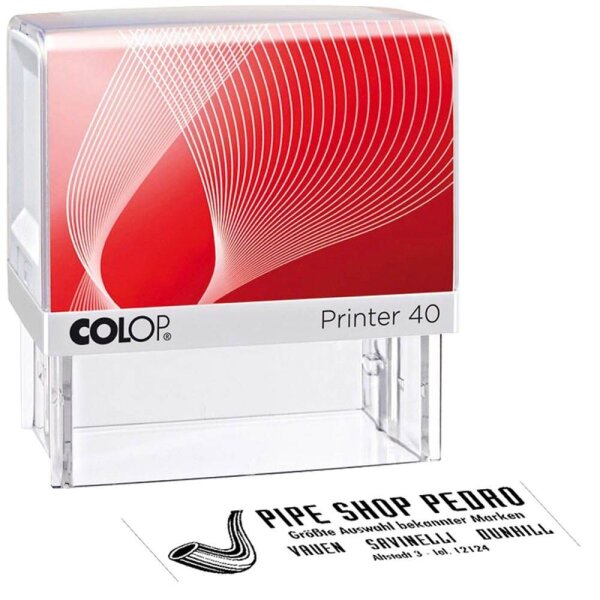 COLOP Textstempel, individualisierbar Printer 40 selbstfärbend schwarz mit Logo, 1 St.