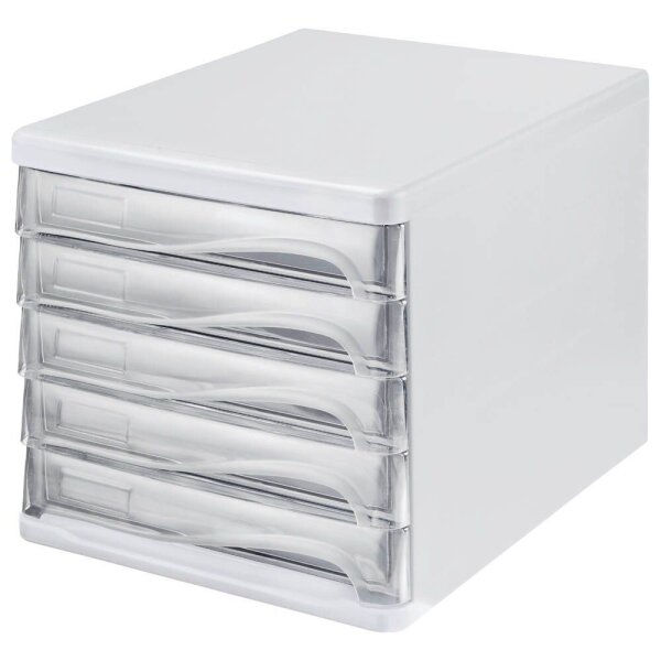 helit Schubladenbox  transparent H6129902, DIN A4 mit 5 Schubladen, 1 St.