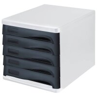 helit Schubladenbox  schwarz H6129998, DIN A4 mit 5...