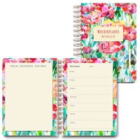 LUMA Notizbuch Wochenplaner Blumen ca. DIN A5 blanko,...