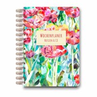 LUMA Notizbuch Wochenplaner Blumen ca. DIN A5 blanko,...
