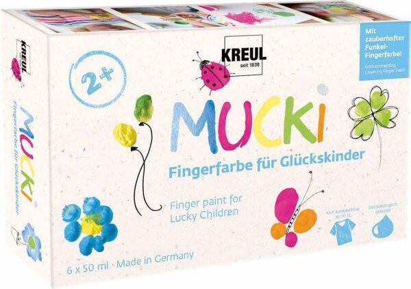 KREUL MUCKI Glückskinder Fingerfarben farbsortiert 6 x 50,0 ml, 6 St.