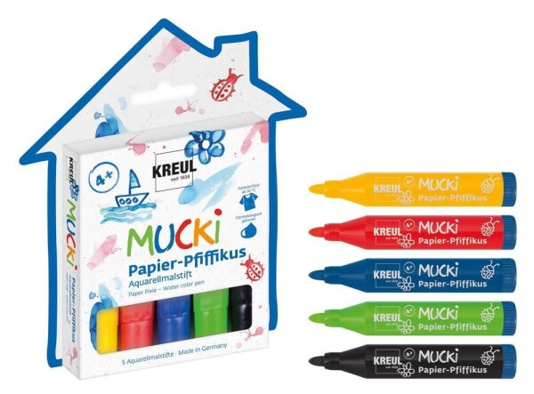 KREUL MUCKI Papier-Pfiffikus Aquarellmarker farbsortiert, 5 St.