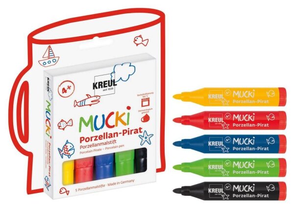 KREUL MUCKI Pirat Porzellanstifte farbsortiert 2,0 - 5,0 mm, 5 St.