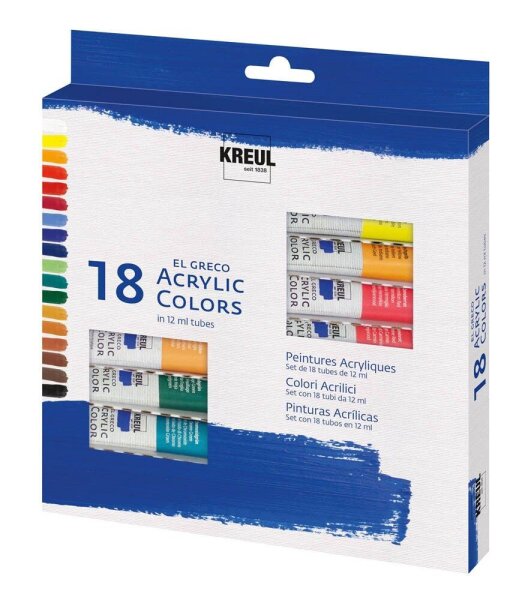 KREUL eL Greco Acrylfarben farbsortiert, 18 St.