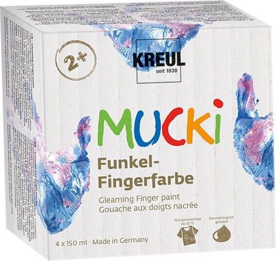 KREUL MUCKI Funkel Fingerfarben farbsortiert, 4 St.