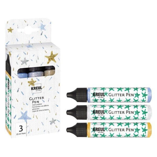 KREUL Glitter Pen Bastelfarben-Set farbsortiert, 3 St.