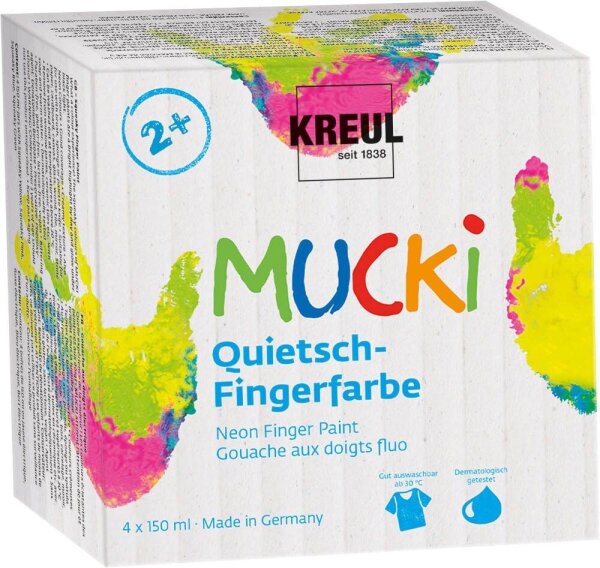 KREUL MUCKI Quietsch Fingerfarben farbsortiert, 4 St.