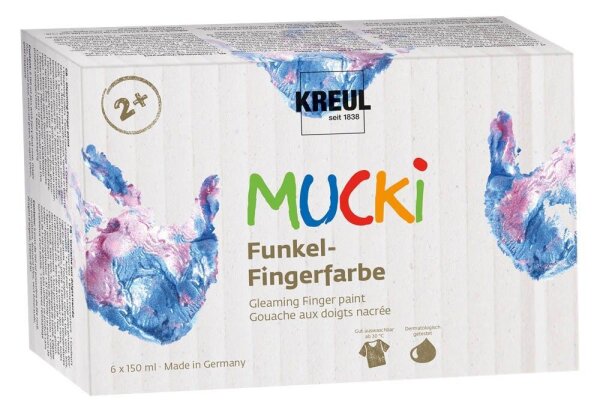 KREUL MUCKI Funkel Fingerfarben farbsortiert, 6 St.