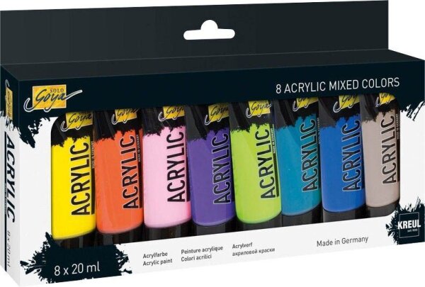 KREUL SOLO GOYA Acrylfarben farbsortiert 8 x 20,0 ml, 8 St.