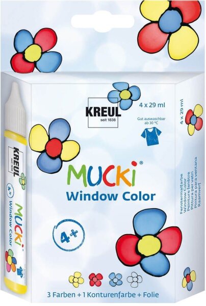 KREUL MUCKI Fenstermalfarben farbsortiert 4x 29,0 ml