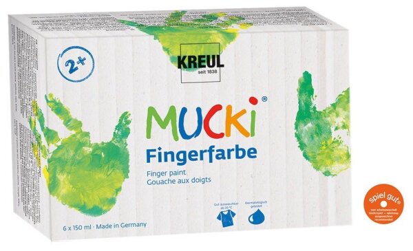 KREUL MUCKI Fingerfarben farbsortiert 6 x 150,0 ml, 6 St.