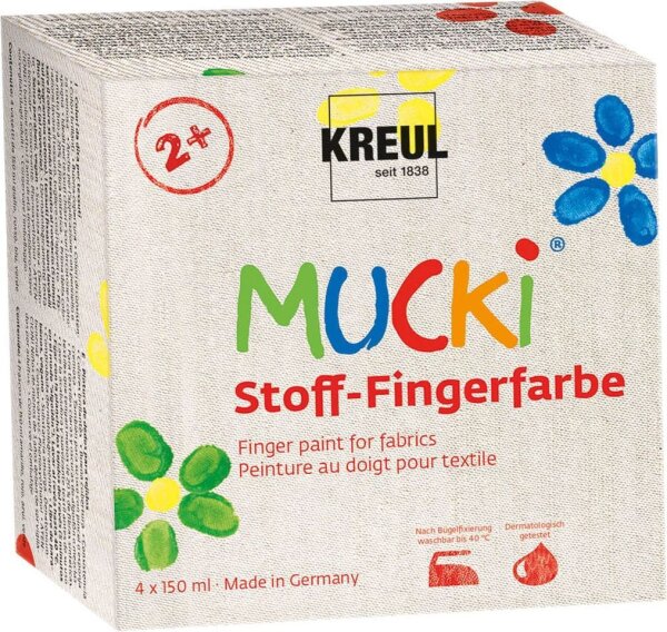 KREUL MUCKI Stoffmalfarbe farbsortiert 4 x 150,0 ml, 4 St.