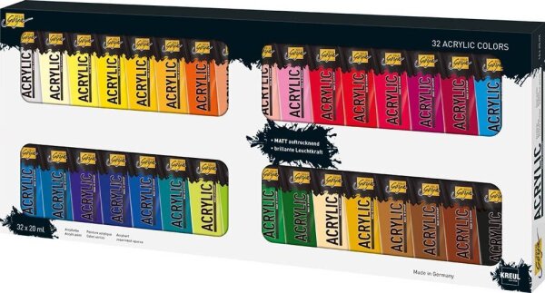 KREUL SOLO GOYA Acrylfarben farbsortiert 32 x 20,0 ml, 32 St.