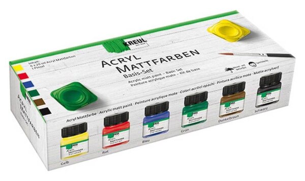 KREUL Mattfarben Basis Acrylfarben farbsortiert, 6 St.