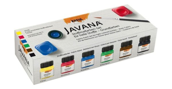 KREUL Javana Basic Stoffmalfarbe farbsortiert 6 x 20 ml, 6 St.