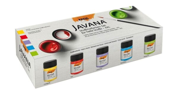 KREUL Javana XXL Stoffmalfarbe farbsortiert 5 x 50 ml, 5 St.