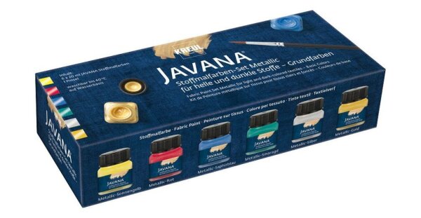 KREUL Javana Metallic Stoffmalfarbe farbsortiert 6 x 20 ml, 6 St.