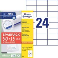 AKTION: AVERY Zweckform Etiketten 6605 weiß 70,0 x...