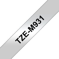 brother Schriftband TZe-M931 TZEM931, 12 mm, schwarz auf silber, 1 St.