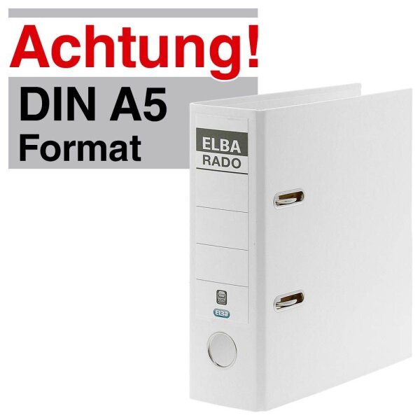 ELBA A5 Hochformat  Ordner weiß Kunststoff 7,5 cm DIN A5 hoch, 1 St.