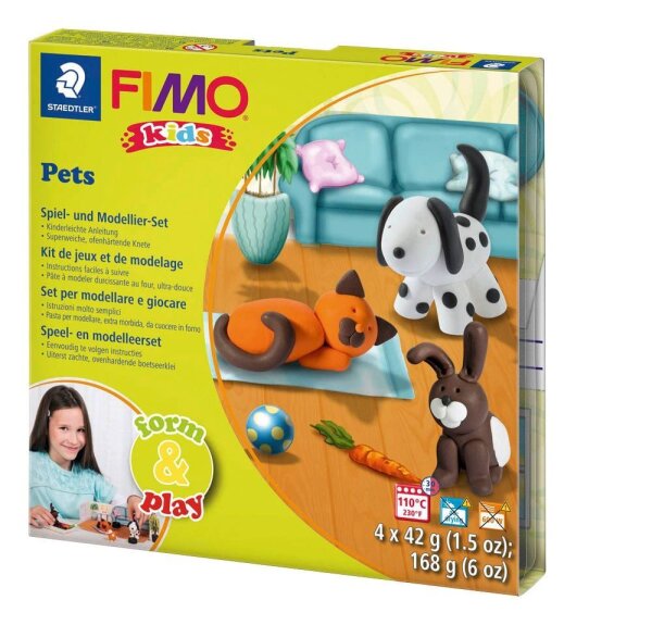 STAEDTLER Modelliermasse FIMO® kids Pets mehrfarbig