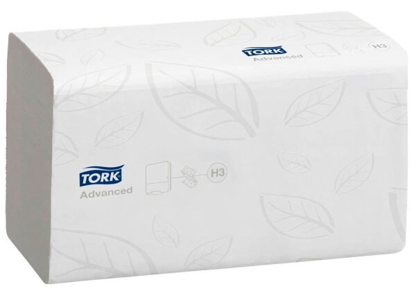 TORK Papierhandtücher 290190 H3 Advanced schnellauflösend Zick-Zack-Falzung 2-lagig weiß, 3.750 Tücher