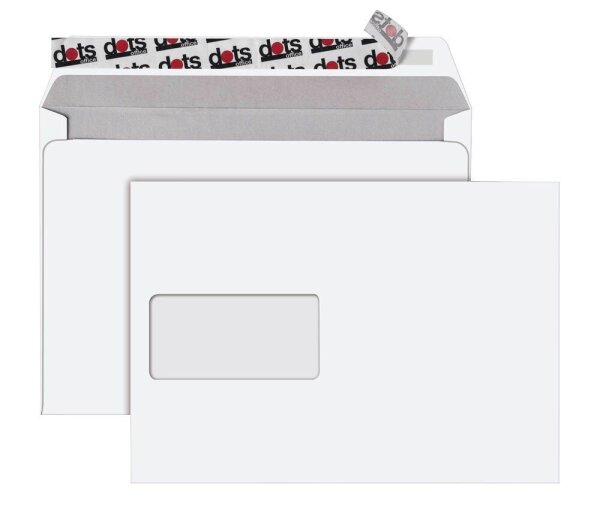 dots Briefumschläge DIN C5 mit Fenster weiß haftklebend 250 St.
