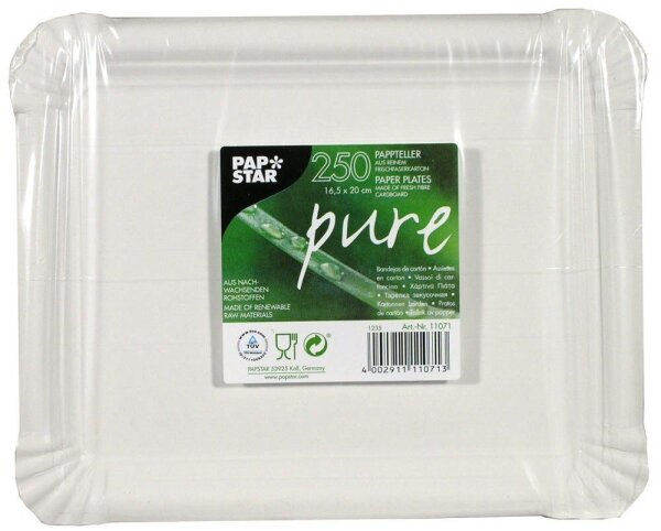 PAPSTAR Pappteller pure weiß 20,0 x 16,5 cm, 250 St.