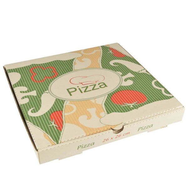PAPSTAR Pizzakartons pure weiß, rot, grün, creme 26,0 x 3,0 cm, 100 St.