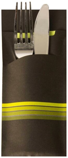 PAPSTAR Bestecktaschen Stripes schwarz/gelb 8,5 x 20,0 cm, 520 St.