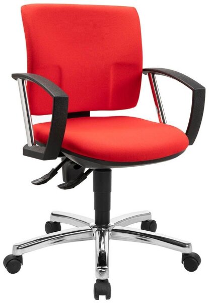 Topstar Bürostuhl Pro 30 chrom, PU39AG21 Stoff rot, Gestell chrom