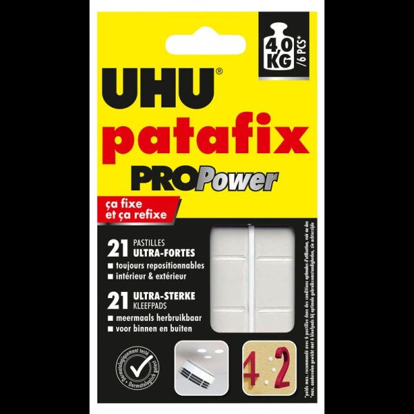 UHU ProPower doppelseitige Klebepads für max. 3,0 g, 25 x 20,0 mm, 1 St.