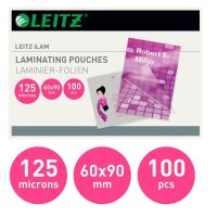 LEITZ Laminierfolien glänzend für Visitenkartenformat 125 micron, 100 St.