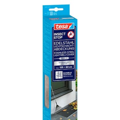 tesa Lichtschachtgitter Insect Stop für Lichtschutzgitter Edelstahl 0,6 x 1,35 m