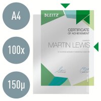 LEITZ Sichthüllen 4106 DIN A4 glasklar glatt 0,15 mm, 100 St.