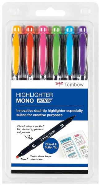 Tombow MONO edge Textmarker farbsortiert, 6 St.