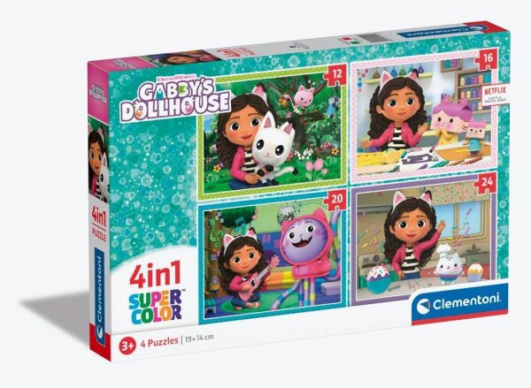 Clementoni Gabby´s Dollhouse 4 in 1 Puzzle, 12 - 24 Teile