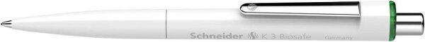 Schneider Kugelschreiber K3 Biosafe weiß, Schreibfarbe: grün, 10 St.