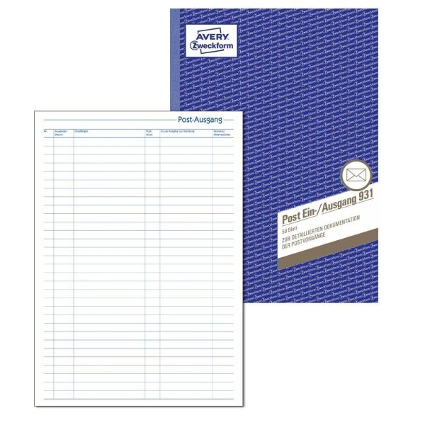 AVERY Zweckform Post-Eingang-/Ausgangsbuch Formularbuch 931, 1 St.