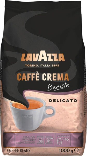 LAVAZZA Caffé Crema Barista Delicato Kaffeebohnen, Arabica- und Robustabohnen mild, 1 kg