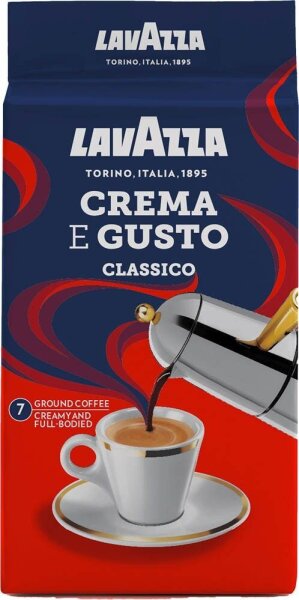 LAVAZZA Crema e Gusto Kaffee, gemahlen, Arabica- und Robustabohnen kräftig, 250 g