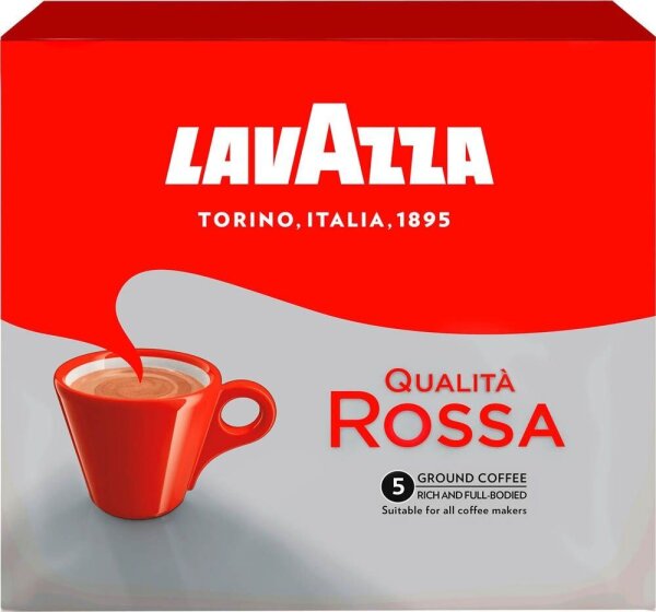 LAVAZZA Qualita Rossa Kaffee, gemahlen, Arabica- und Robustabohnen