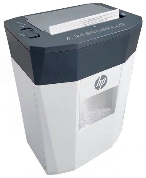 HP OneShred Auto 80CC Aktenvernichter mit Partikelschnitt P-4, 4,3 x 12 mm, bis 80 Blatt, weiß