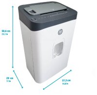 HP OneShred Auto 200CC Aktenvernichter mit Partikelschnitt P-4, 4,3 x 12 mm, bis 200 Blatt, weiß