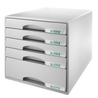 LEITZ Schubladenbox Plus  grau 52110085, DIN A4 mit 5...