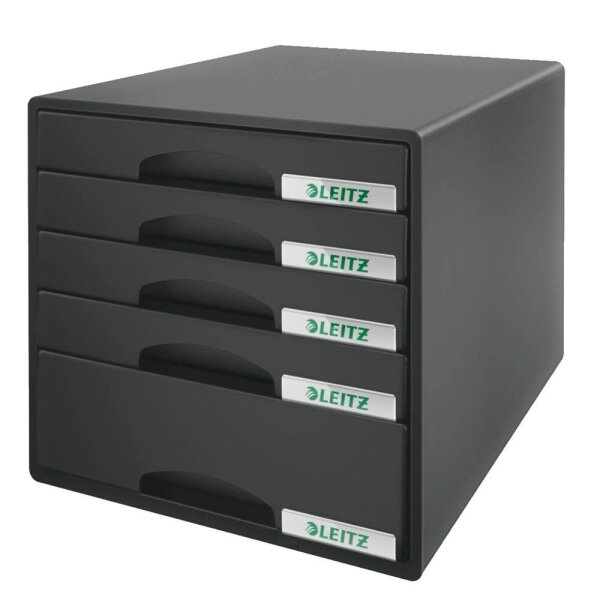 LEITZ Schubladenbox Plus  schwarz 52110095, DIN A4 mit 5 Schubladen, 1 St.