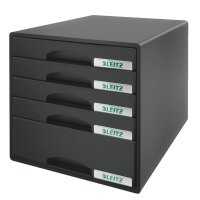 LEITZ Schubladenbox Plus  schwarz 52110095, DIN A4 mit 5...