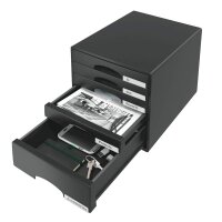LEITZ Schubladenbox Plus  schwarz 52110095, DIN A4 mit 5...